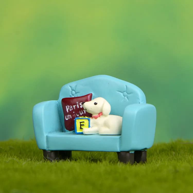 Dog Figurine with Moss Planter, Kawaii Photography Prop for Zakka Decor - image 3