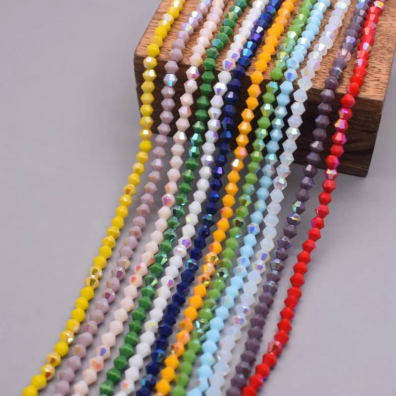 4mm 200pcs/bag  Bicone Crystal Glass Beads Solid Transparent Color Loose Spacer Beads Crystal Beads For Jewelry Making DIY - image 5