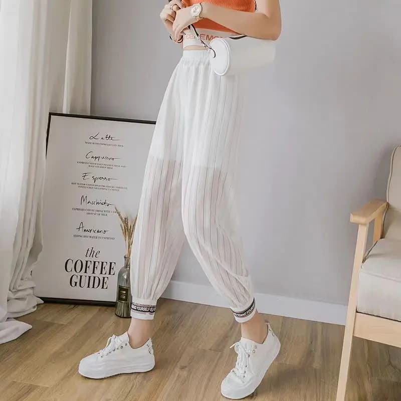 2024 Summer Korean Version of Hip-hop Style Fashionable and Personalized High Waisted Pocket Breathable Hollow Mesh Hoodie Pants - image 4