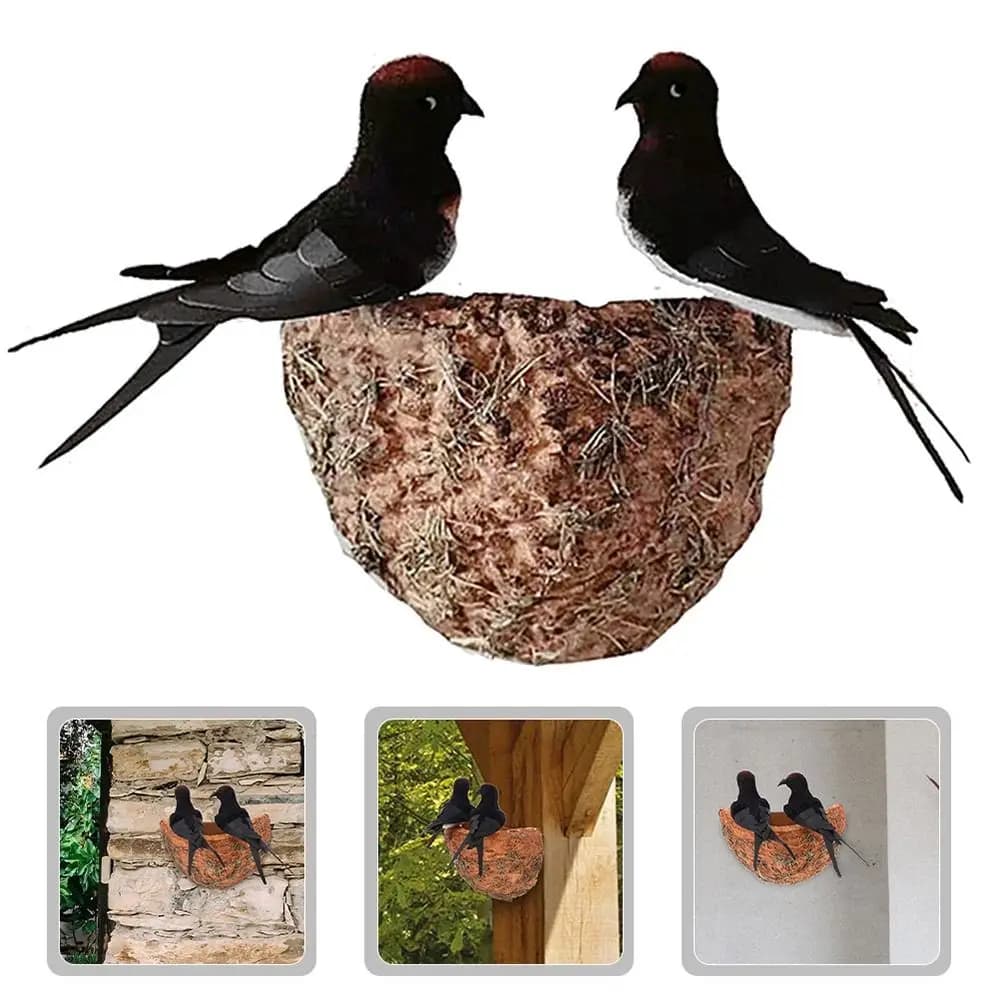 Faux Feather Swallow Multicolor Simulated Swallow Nest Indoor Outdoor Home Decoration Artificial Birds Figurine Foam Accessories