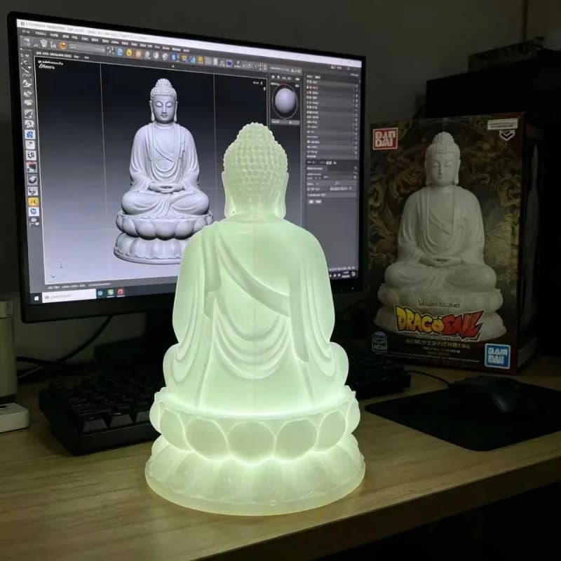 3D Printed Luminous Buddha Statue Ornament Meditation Decor Home Car Desktop Night Pearl Shining Gift - image 5