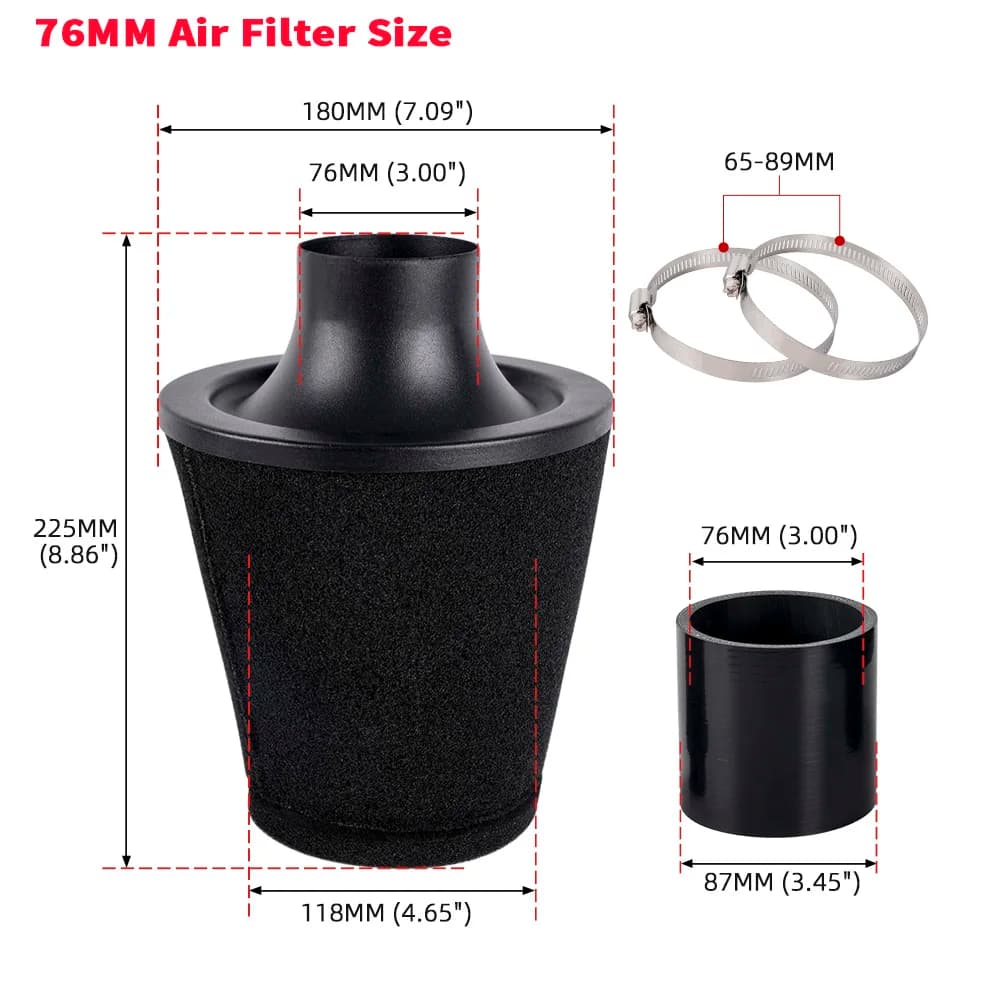 MUGE-Universal Air Induction Intake Kit Filter For VW Golf MK4 GTI Audi A3 1.8T Car modification parts OFI140 - image 6