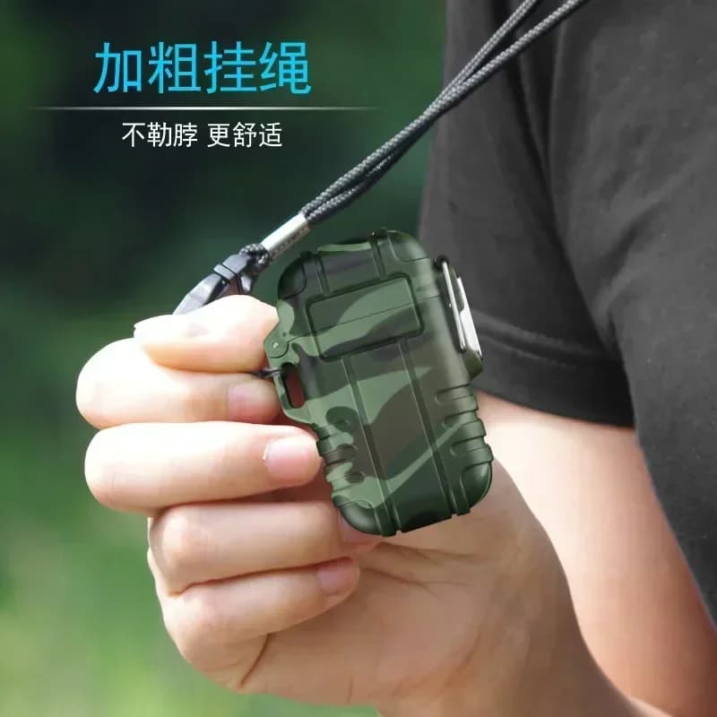 Outdoor Waterproof Lighter with Lanyard Portable Blue Flame Jet Lighter Butane Turbo Cigar Lighter Camping Wading Men's Gadgets - image 4