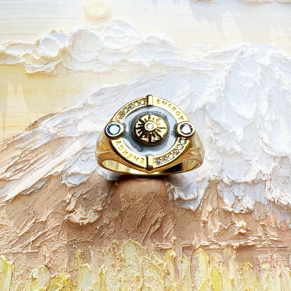 Gold Pated Signet Ring Sun Trendy Fine Jewerly For Women Men Autumn Bohemia Gift In 925 Sterling Silver - image 4