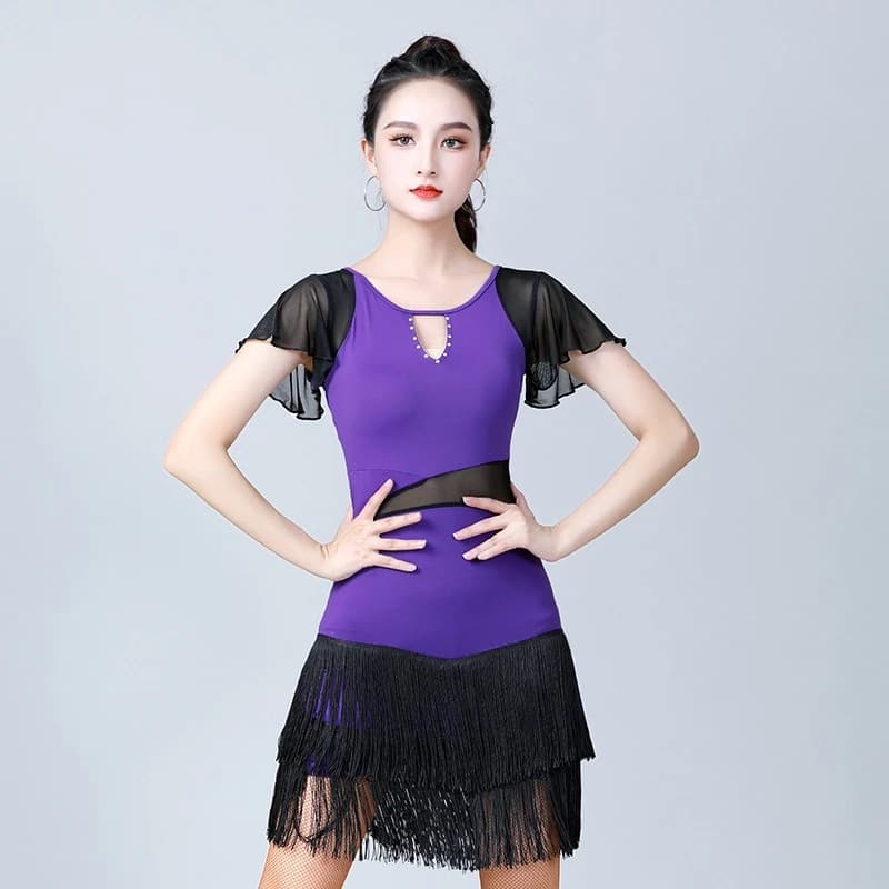 New Women Latin Dance Costumes Sexy Modern Dance Dress Party Dancing Dresses Fringe Tassel Dress Training Latin Dress For Women