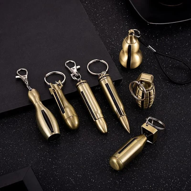 Mini portable creative bullet shaped hot selling metal matchstick with 10000 lighter multifunctional keychain combustion lighter - image 6