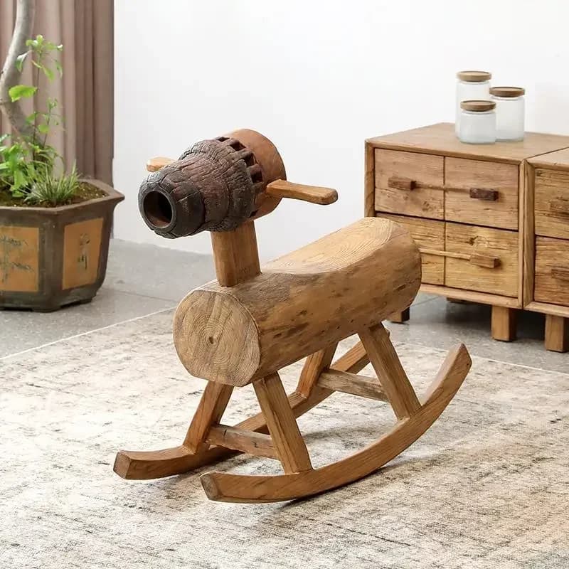 Rocking chair, Trojan horse, solid wood retro, horse chair. - image 4