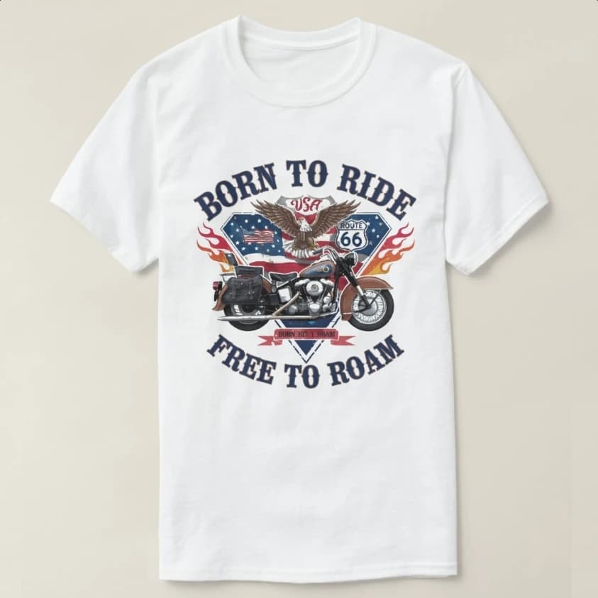 Classic Iconic Route 66 Emblem Eagle Motorcycle T-Shirt 100% Cotton O-Neck Short Sleeve Summer Casual Mens T-shirt Streetwear - image 3