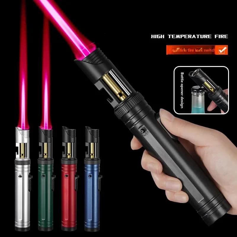 Metal High-temperature Large Capacity Bottle Opener Lighter, Windproof Turbine Inflatable Camping Kitchen Welding Gun Lighter - image 3
