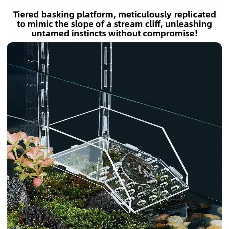 Yee Aquatic Turtle Basking Platform Acrylic Deep Water Ramp with Suction Cups for High-Level Resting And Decoration - image 5