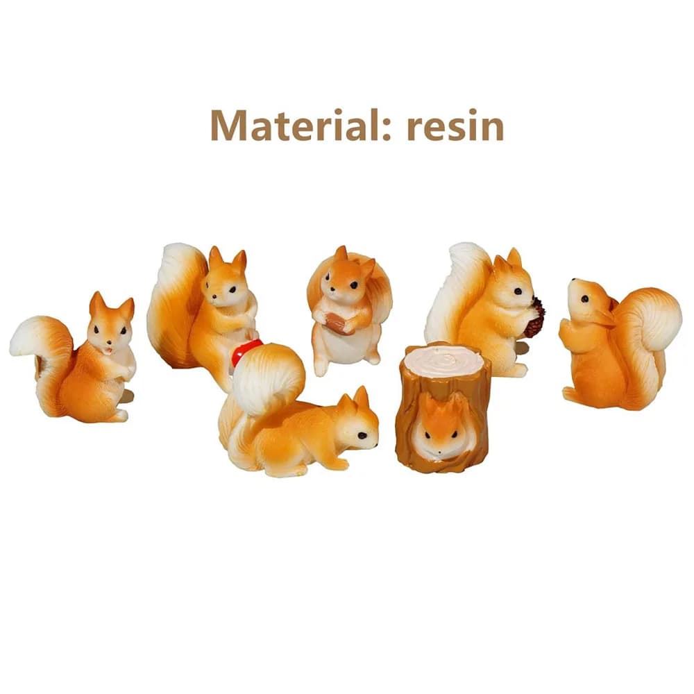 7Pcs Resin Miniature Squirrel Figurines Mini Forest Animal Figures for DIY Micro Moss Landscape Diorama Fairy Garden Craft - image 3