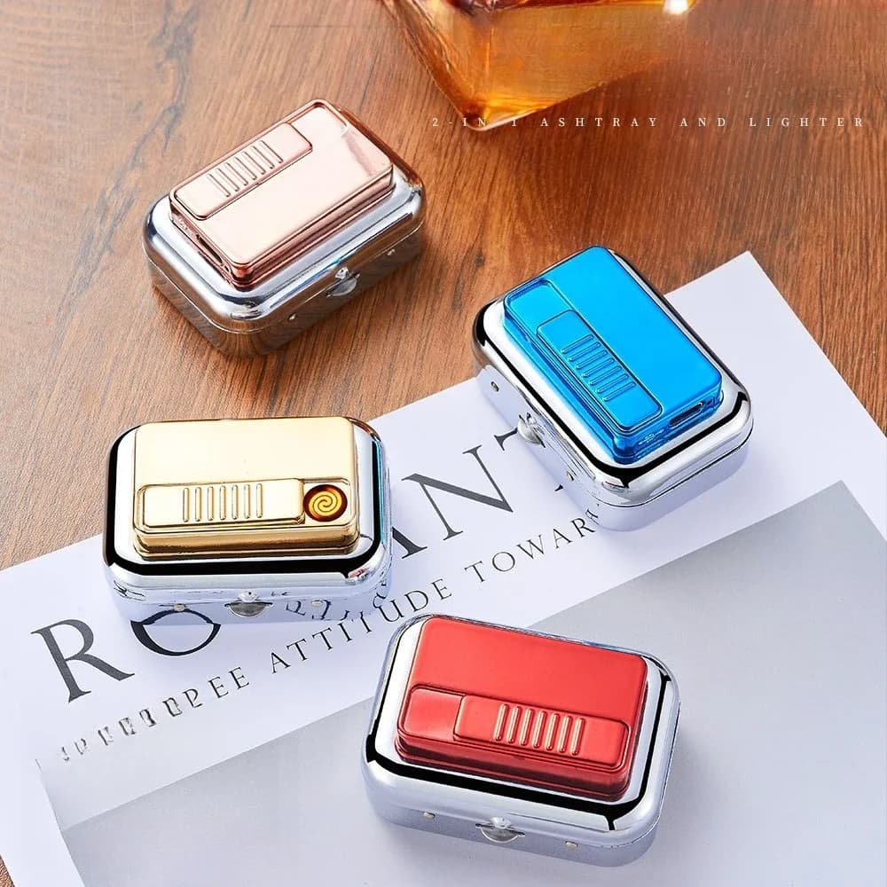 New Multifunctional Cigarette Case Charging Tungsten Wire Lighter Mini Portable Ashtray Cigarette Accessories Men's Gift - image 4
