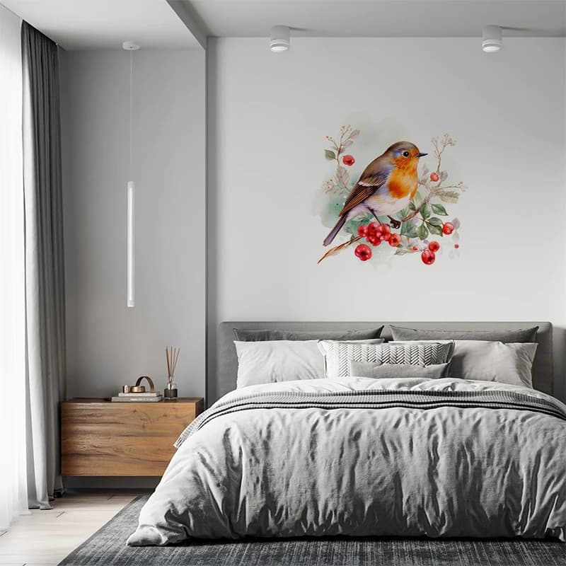 T768#Robin Bird Wall Sticker Kids Room Background Home Decoration Mural Living Room Wallpaper Funny Decal - image 3