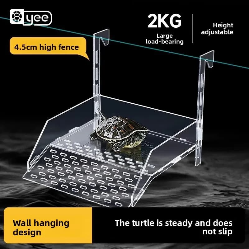 Yee Aquatic Turtle Basking Platform Acrylic Deep Water Ramp with Suction Cups for High-Level Resting And Decoration