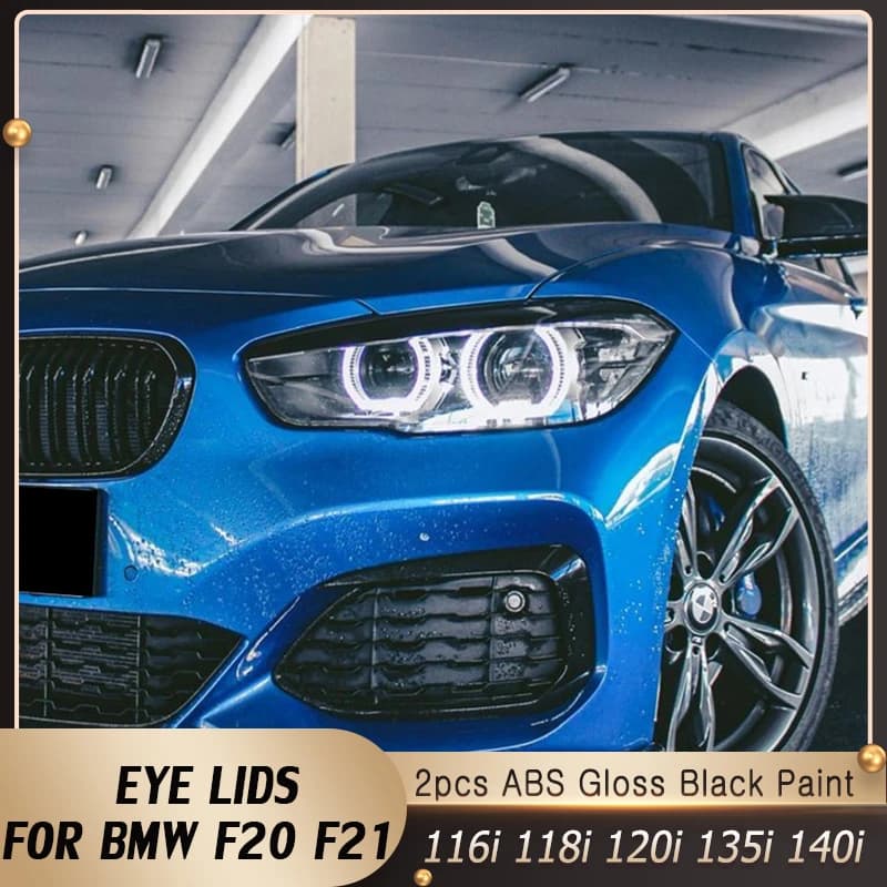 2Pcs ABS Gloss Evil Headlight Eyebrows Eyelid For BMW 1er F20 F21 Facelift 116i 118i 120i 125i M135i M140i 2015-2019 Accessories