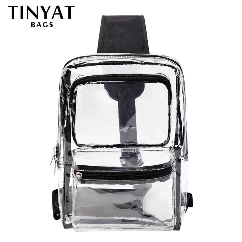 TINYAT Clear PVC Shoulder Bag Chest Transparent Sling Crossbody Bags For Women Trend 2024 For Summer Vacation, Beach, Swimming - image 3