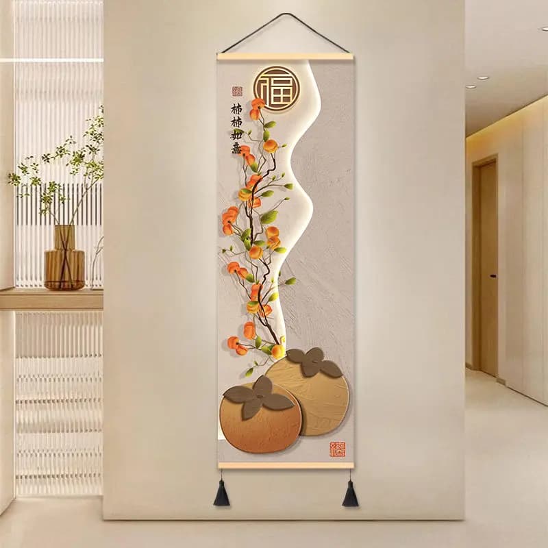 Lucky Persimmon Tapestry Wall Hanging, Modern  Scenery Art for Bedroom Living Room Boutique Hostel Background Home Decor​ - image 4