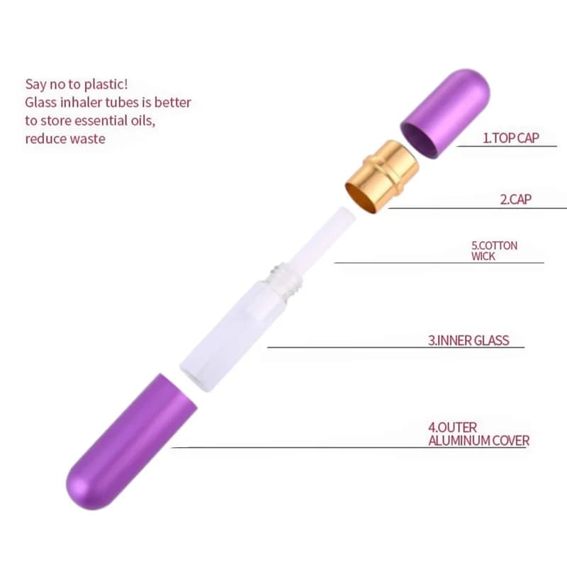 10pcs 10Colors Metal Nasal Inhalers for Essential Oil Aromatherapy Empty Aluminum Tubes with Replacement Wick for travel perfume - image 3