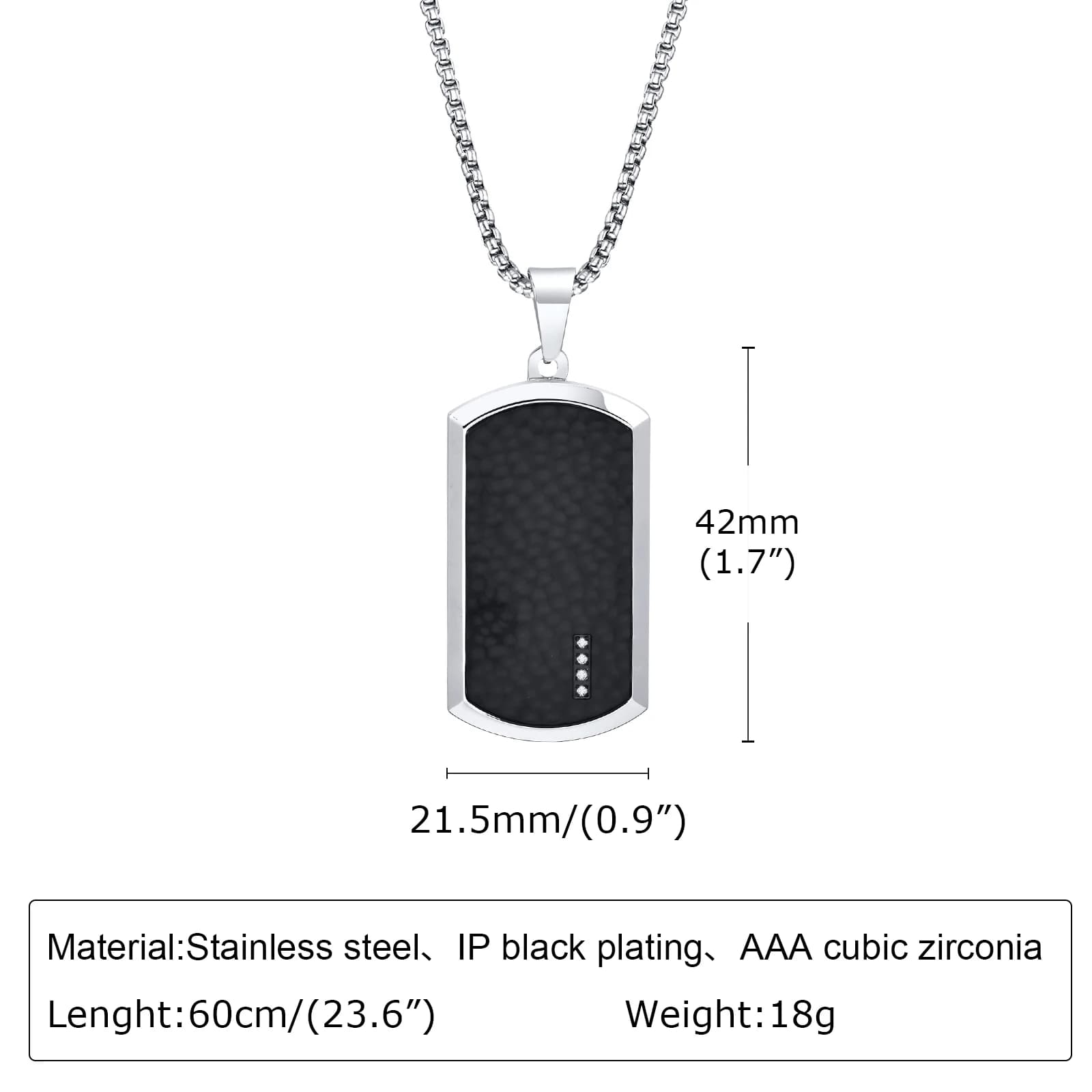 Vnox Stylish Hammered Dog Tag Necklace for Men, Stainless Steel Square Collar Birthday Christmas Gifts for Father Dad Husband - image 6