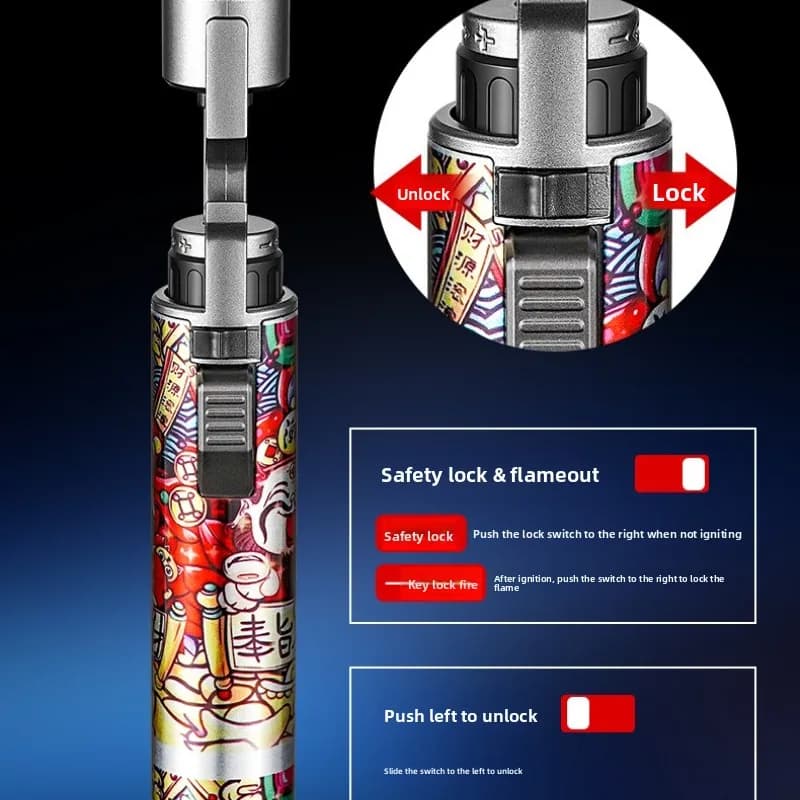 Large Fire Welding Gun Windproof Blue Flame Butane Gas Torch Lighter Bottle Opener Safety Lock Fire Switch Kitchen Cigar Lighter - image 6