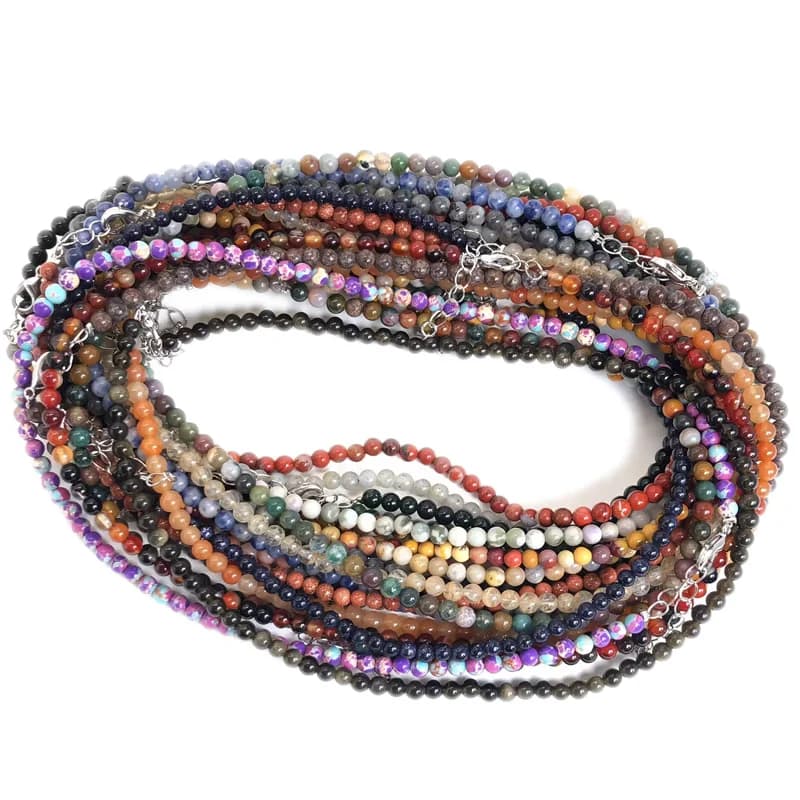 Bohemian Natural Stone 4mm Round Beads Agate quartz opal Necklaces Women Friendship Neck Jewelry Fashion Vacation Chokers