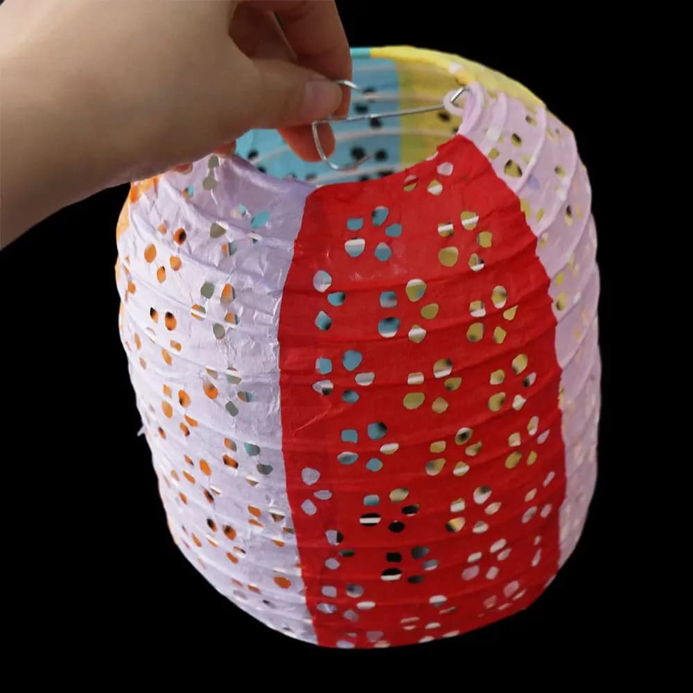 Cylindrical Paper Lantern Chinese Style Portable Colored Hanging Lampion - image 6