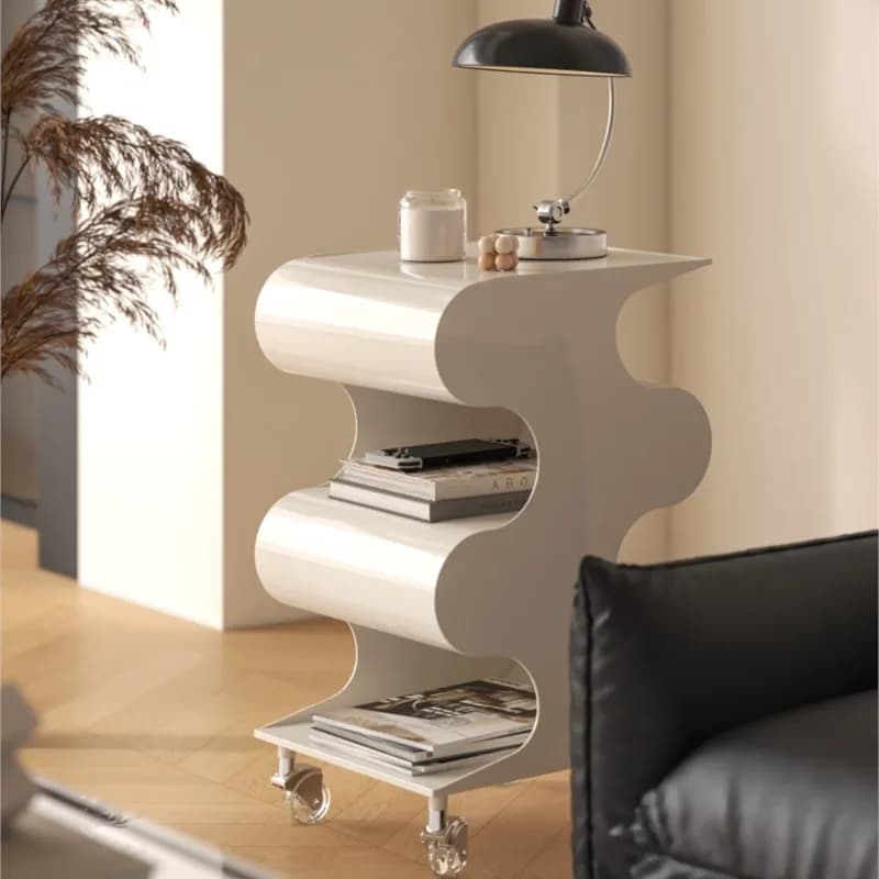 MOMO Movable Plastic Trolly Sofa Side Table Creative Medieval Bedside Cabinet Storage Ins Style Transparent Side Table