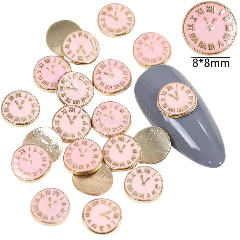 20PCS/Lot 3D White Black Pink 3 Color Alloy Classical Clock Rhinestone For Nail Art Decoration Styling Manicure DIY Kit - image 5