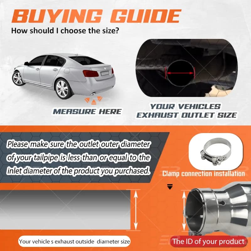 1 PC ER Universal Car Accessories Stainless Exhaust Tips Auto Modified Muffler Tail Tip Upgrade Nozzles Single Wall Straight Cut - image 5