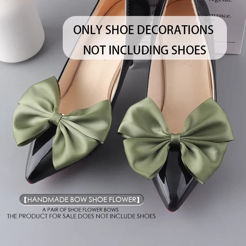 9-color detachable shoe bow  satin shoe flower hair clips Bridal high heels accessory ballerinas bows charm red bow - image 5