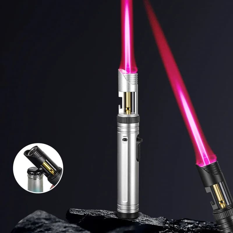 Metal High-temperature Large Capacity Bottle Opener Lighter, Windproof Turbine Inflatable Camping Kitchen Welding Gun Lighter - image 5