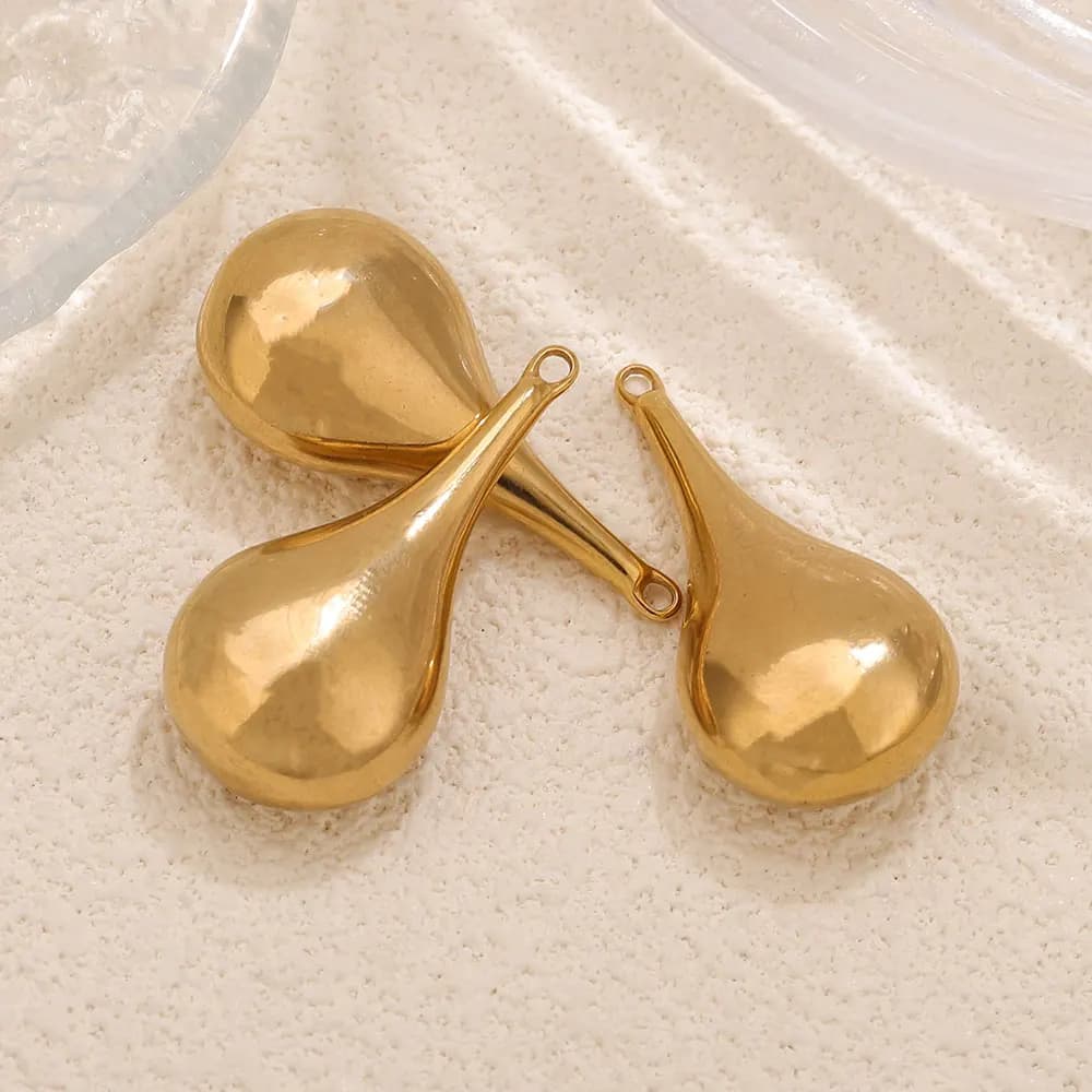 2PCS Gold Plated Teardrop Pendants Stainless Steel Charms for DIY Simple Necklace Earring Jewelry Making Wholesale Supplies - image 3