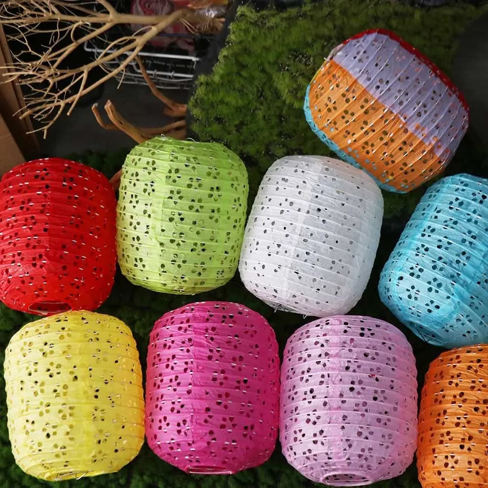 Cylindrical Paper Lantern Chinese Style Portable Colored Hanging Lampion - image 5