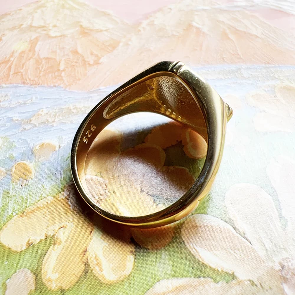Gold Pated Signet Ring Sun Trendy Fine Jewerly For Women Men Autumn Bohemia Gift In 925 Sterling Silver - image 6
