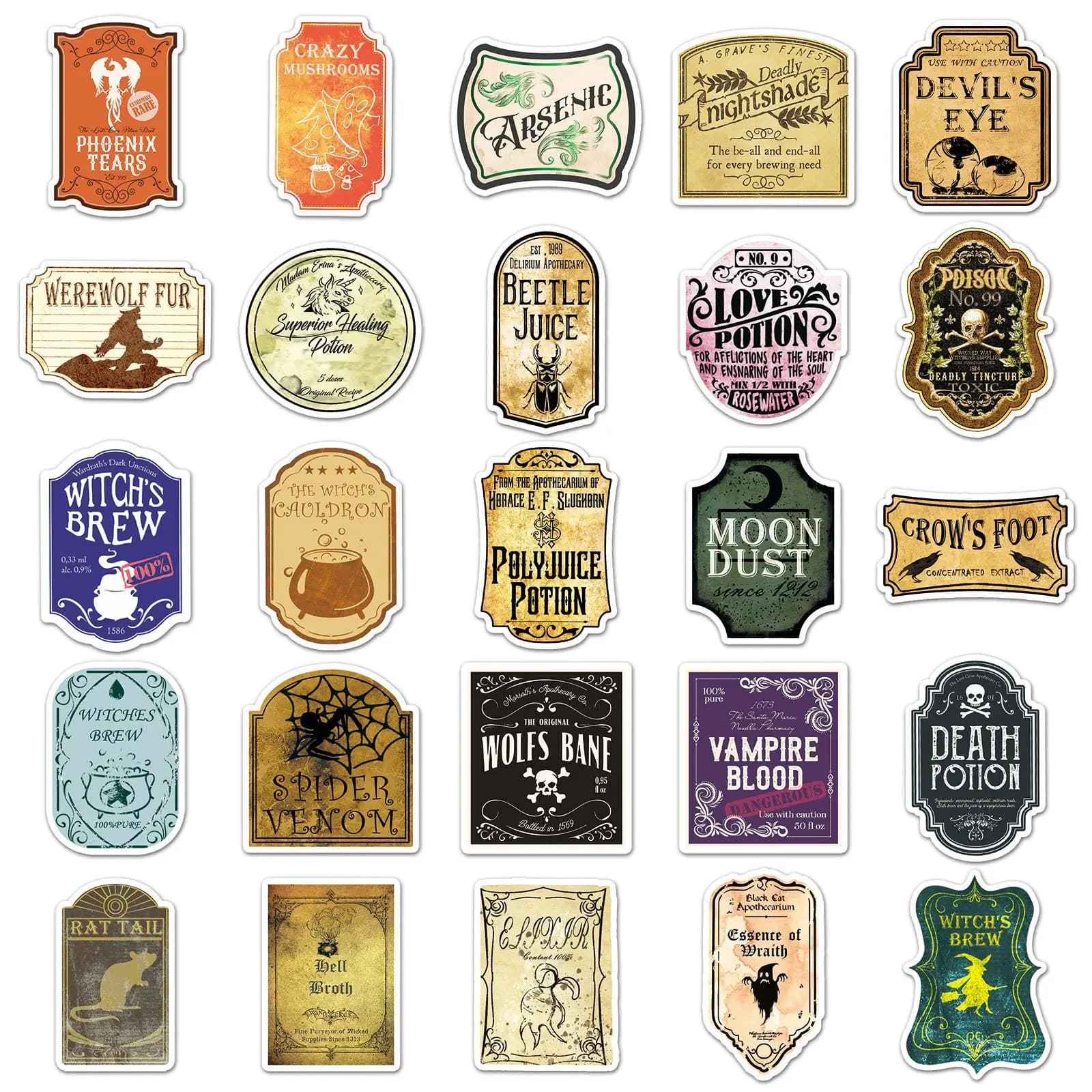 10/50PCS Magic Potion Label Graffiti Stickers Decorative Skateboard Guka Water Cup Luggage DIY Waterproof Stickers Kids Toy - image 5
