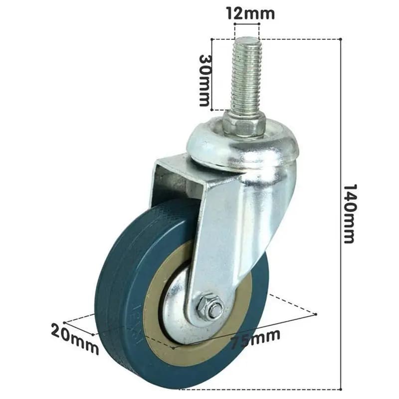 4pcs Heavy Duty 75mm Swivel Castor with Brake Trolley Casters wheels for Furniture - image 4