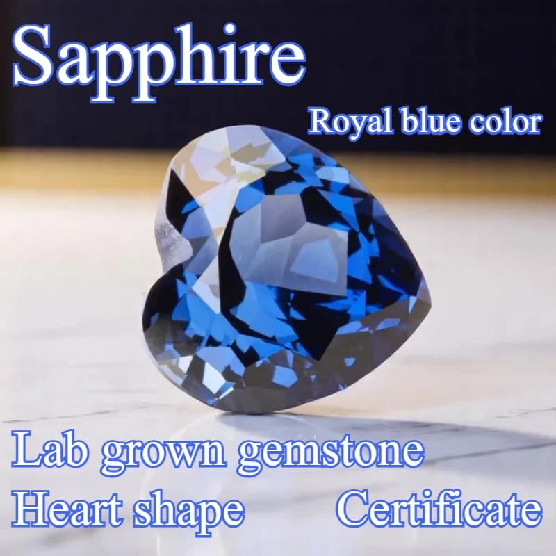 Heart Shape Royal Blue Color Lab Grown Sapphire VVS1 Gemstone for Diy Jewellery Making Materials Selectable AGL Certificate