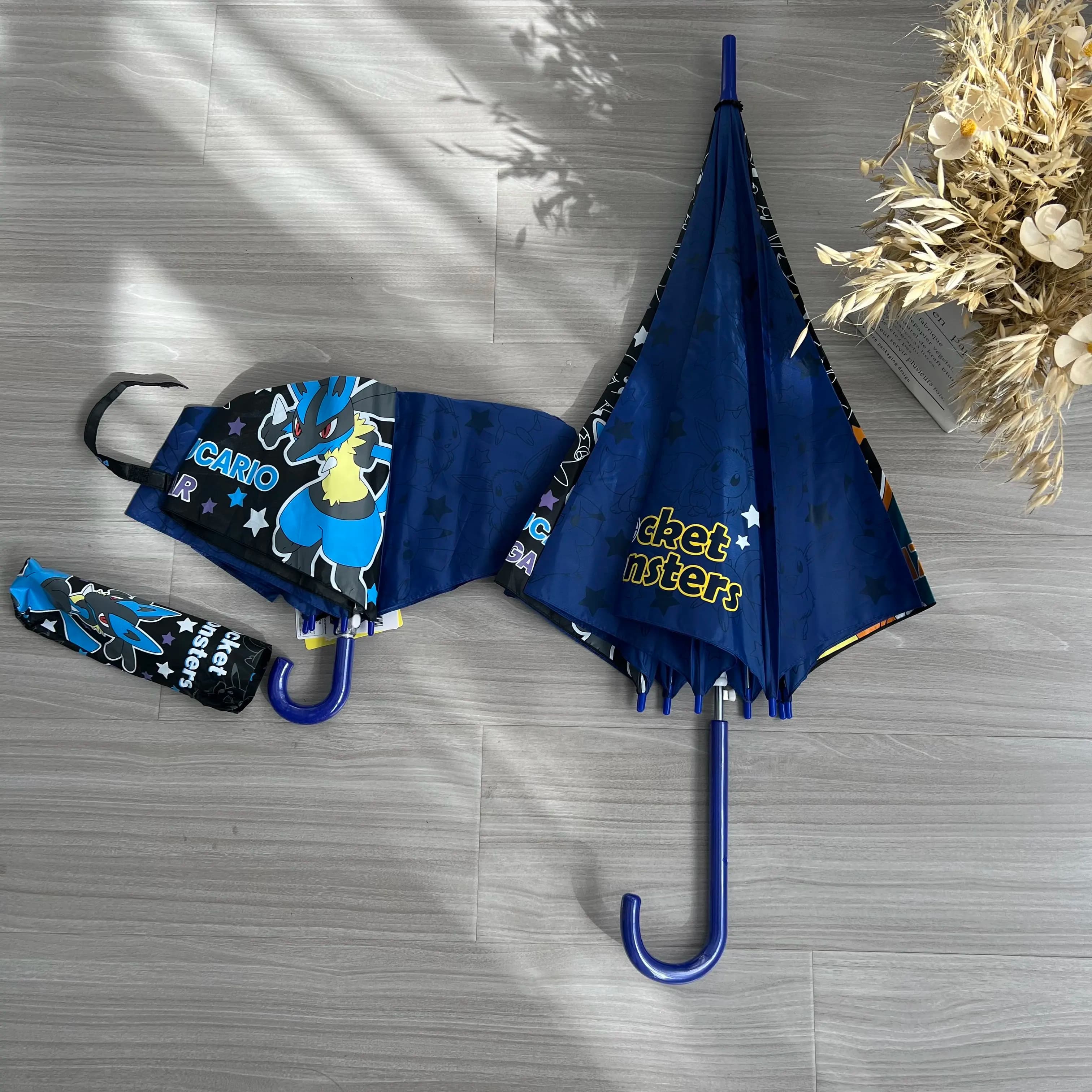 HotSale Pokemon Folding Umbrella Lucario Gengar Pikachu Compact Lightweight Rainproof UV Protection Anime Collectible Gift Fans - image 3