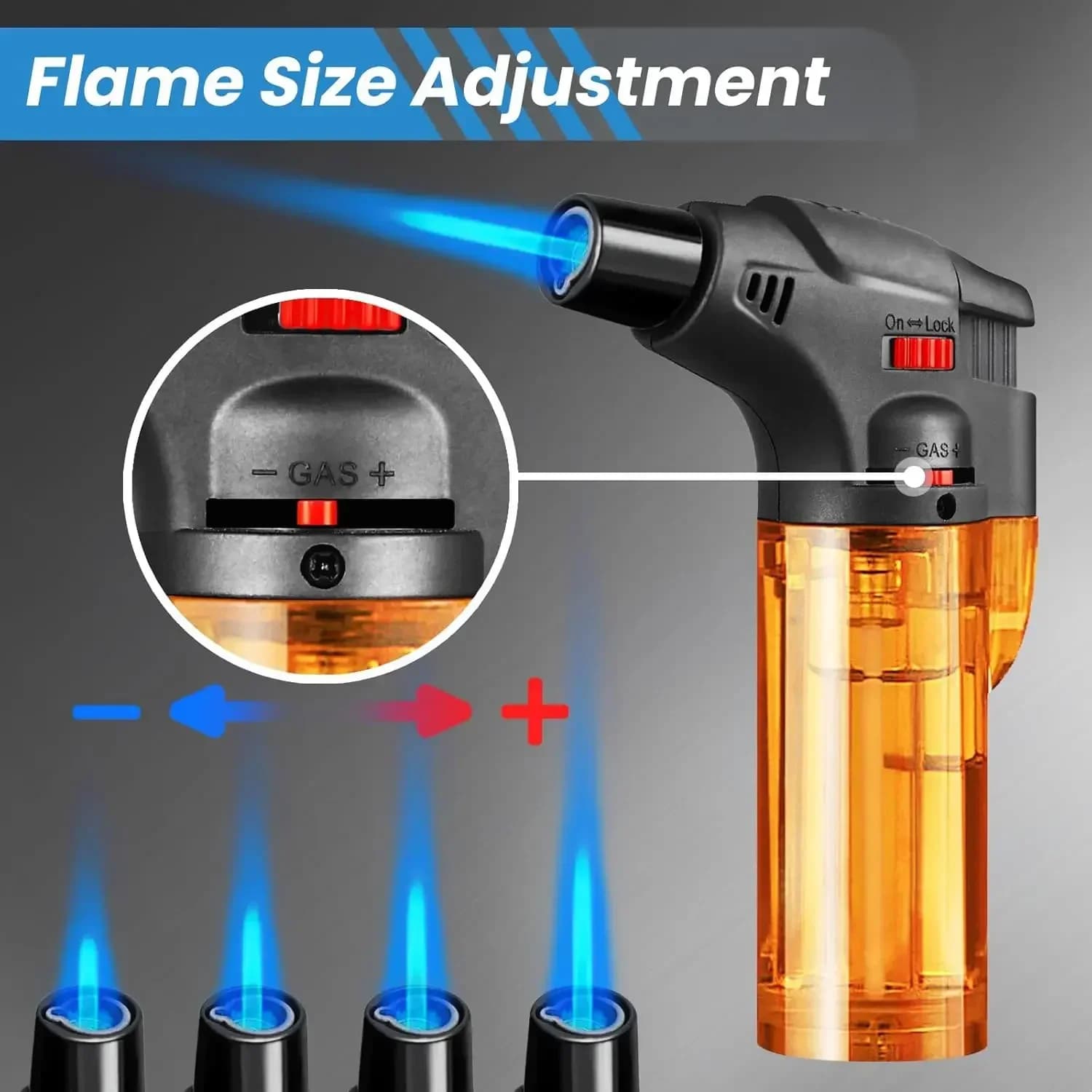 Windproof Large Capacity Inflatable Lighter with Jet Flame Butane Torch Suitable for Candle Camping BBQ Kitchen Outdoor Lighter - image 3