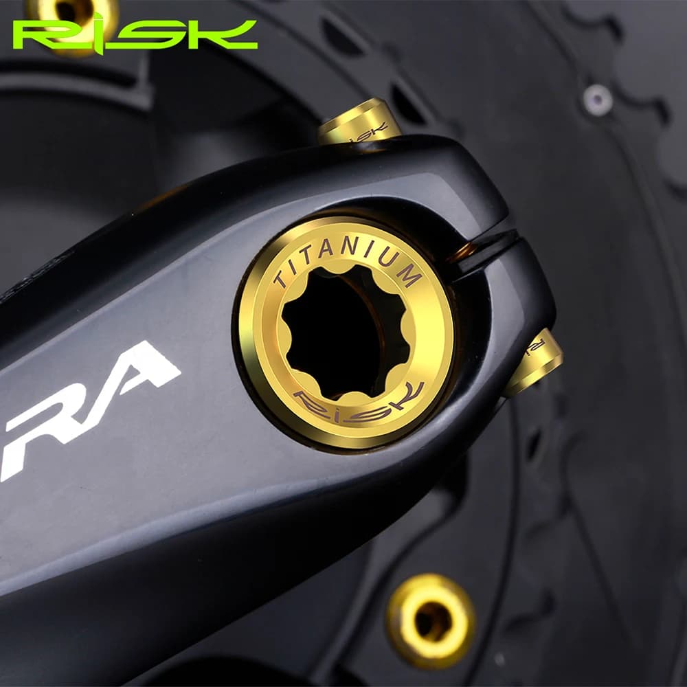 RISK M20X8mm Titanium Crankset Fixing Bolt Screw Mountain Bike Integrated Hollow Bottom Bracket Chain Ring BB Crank Arm Lid Bolt