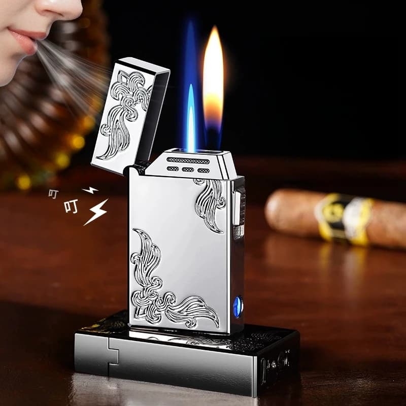 Intelligent Induction Steel Sound Dual Fire Conversion Lighter Windproof Direct Spray Inflatable Lighter High-end Men's Gift - image 6