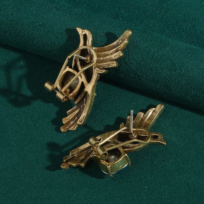 Vintage Blue Crystal Stud Earrings for Woman Rhinestones Phoenix Chinese Style Luxury High Quality Mother Jewelry Birthday Trend - image 4