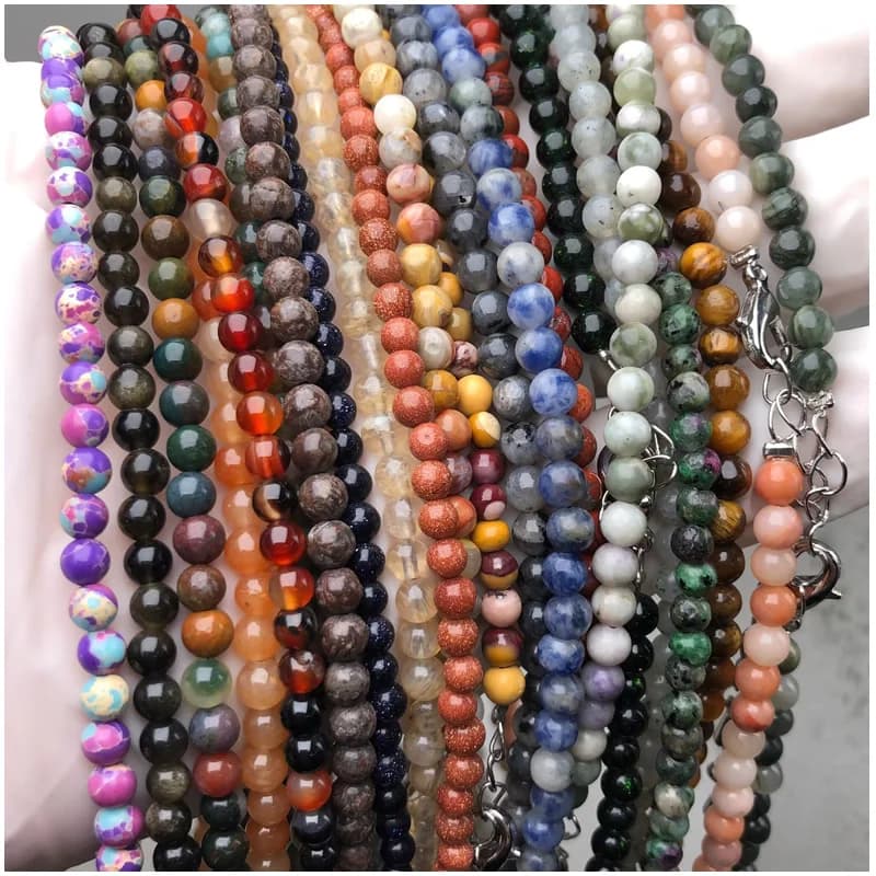 Bohemian Natural Stone 4mm Round Beads Agate quartz opal Necklaces Women Friendship Neck Jewelry Fashion Vacation Chokers - image 4
