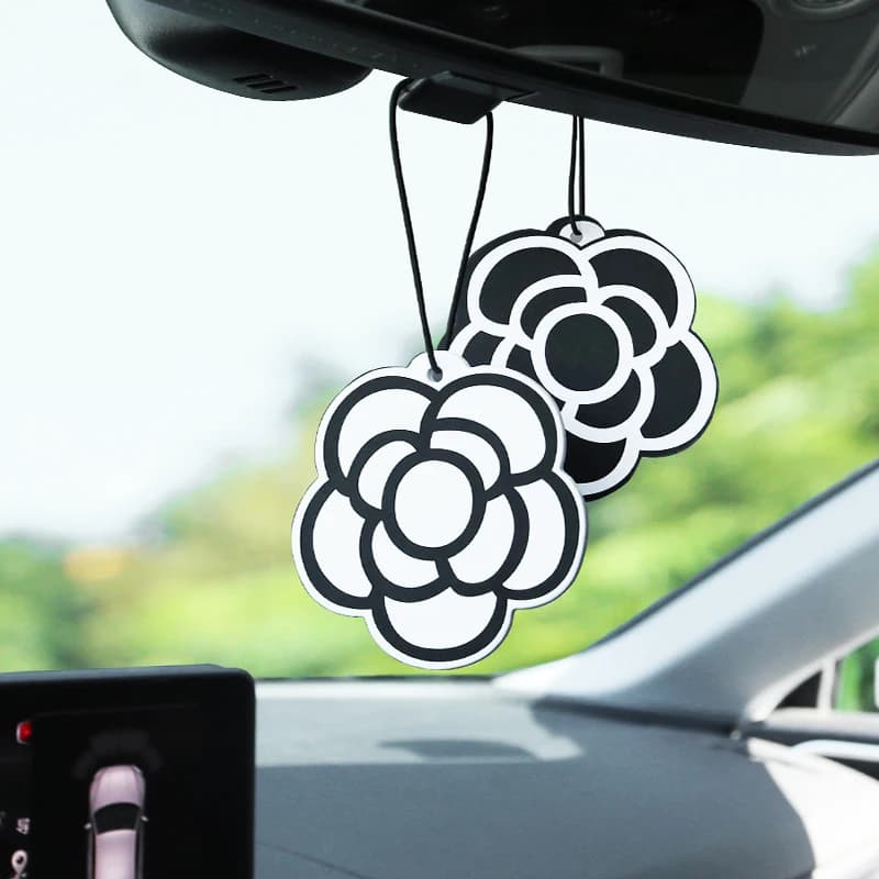 Camellia Flower Car Air Freshener Hanging Rear View Mirror Perfume Pendant Long Lasting Solid Fragrance Auto Interior Decoration - image 5