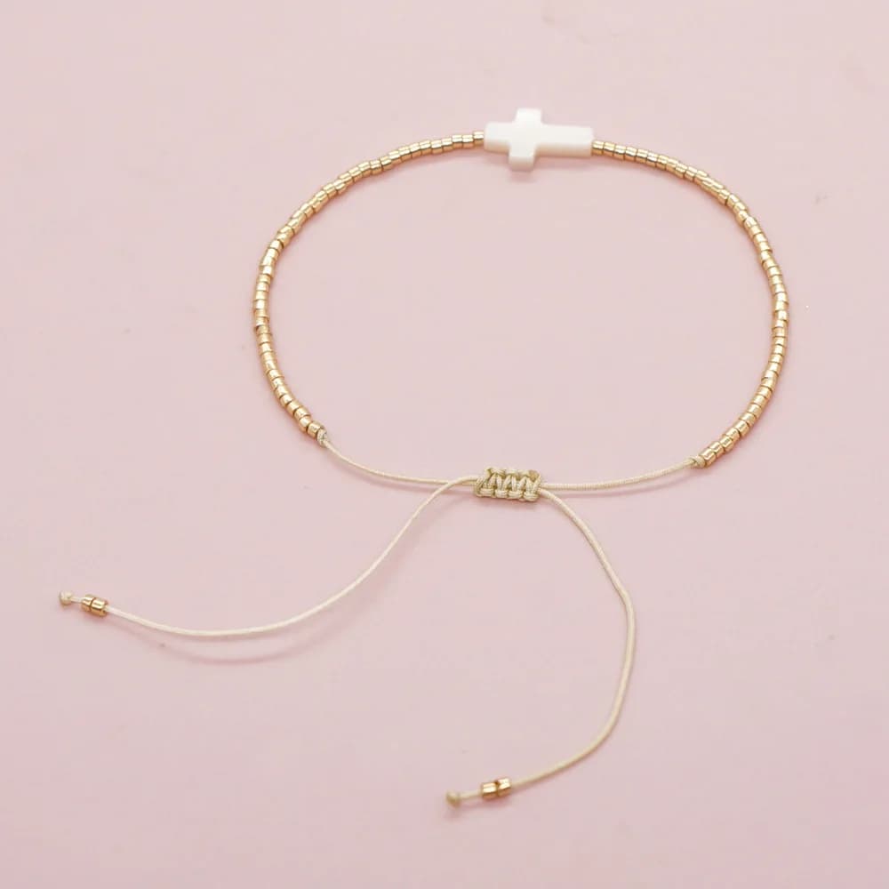 Vlen Cross Bracelet Woman Miyuki Bracelet for Women Jewelry Dainty Beaded Pulseras Mujer - image 4