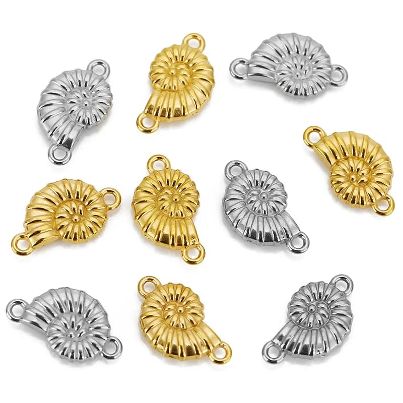 5pcs Stainless Steel Double Hole Conch Charms Connectors for DIY Earrings Bracelets Jewelry Making Supplies Accessories Finding - image 5
