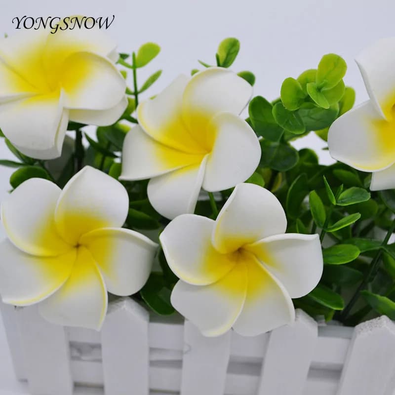 10pcs 5cm Plumeria Hawaiian Foam Frangipani Artificial Fake Flowers Headress Flower Baby Shower Wedding Party Decoration - image 3