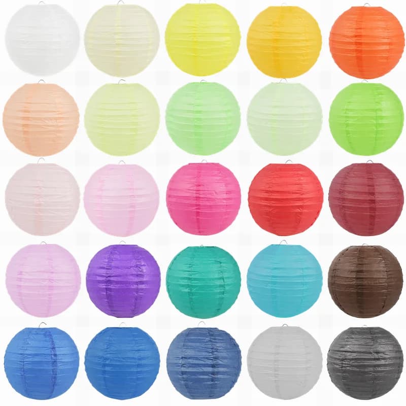5pcs Round Paper Lantern 4/6/8/10/12inch Multicolor Chinese Lanterns Paper Balls Decor Wedding Birthday Party Hanging Decoration