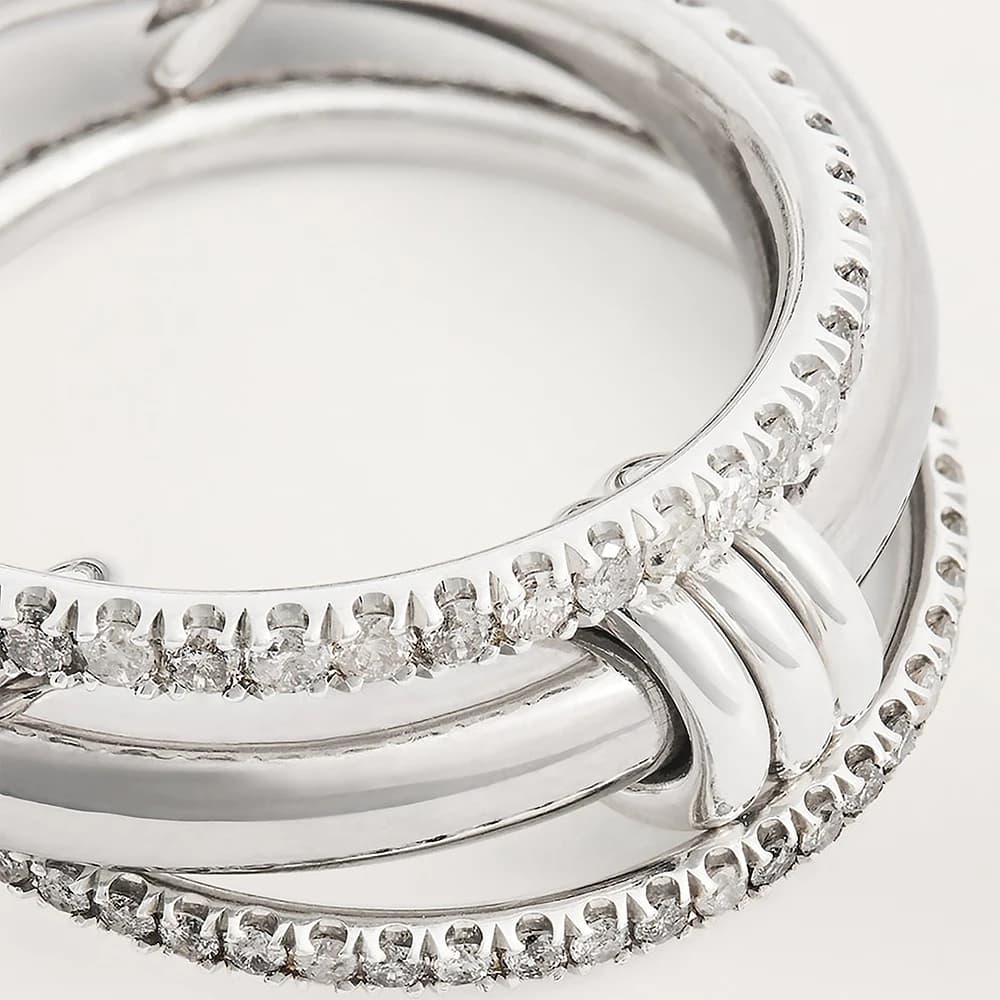 Luxury Cubic Zirconia 3 Layer Stackable Link Ring for Women 18K Gold Plated Stainless Steel Combination Ring Waterproof Jewelry - image 5