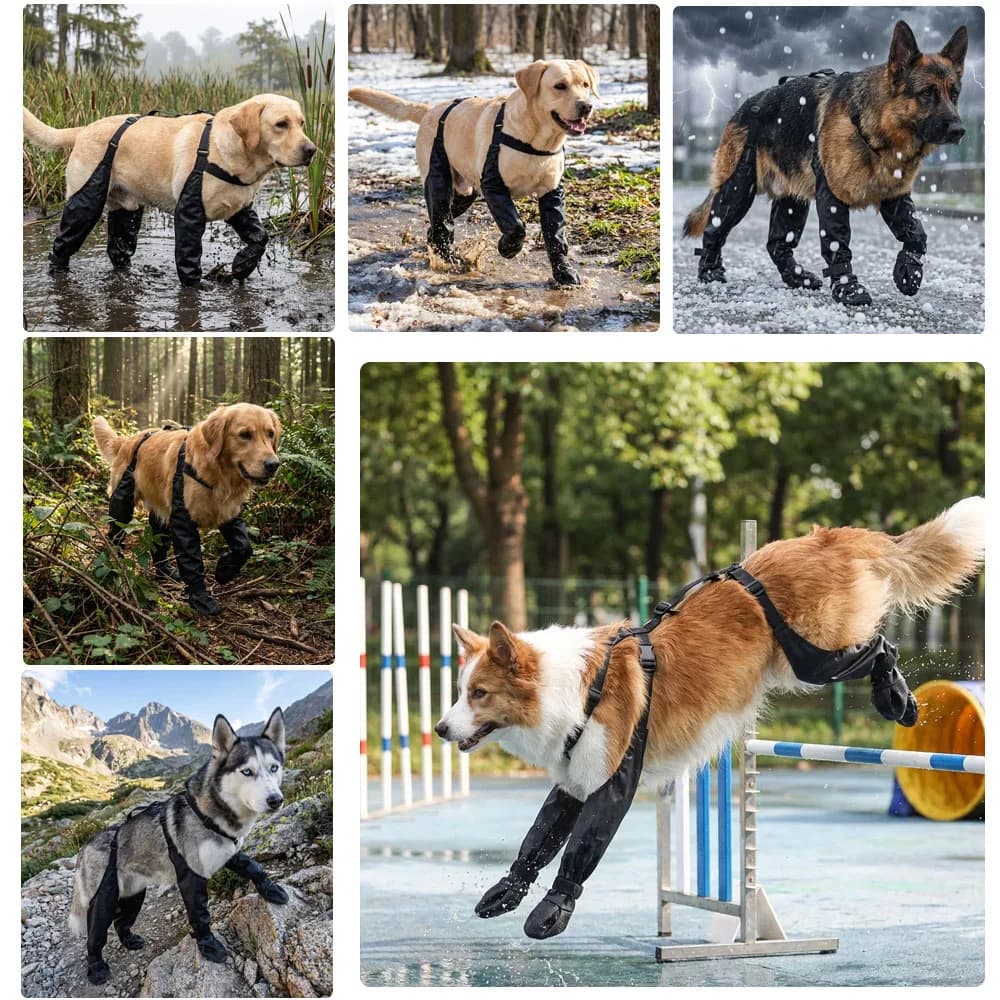 Dog Rain Boots with Anti-Slip Dog Shoes Waterproof Leg Protectors Easy to Clean & Wear-Resistant Ideal for Hunting & Hiking Dogs - image 3